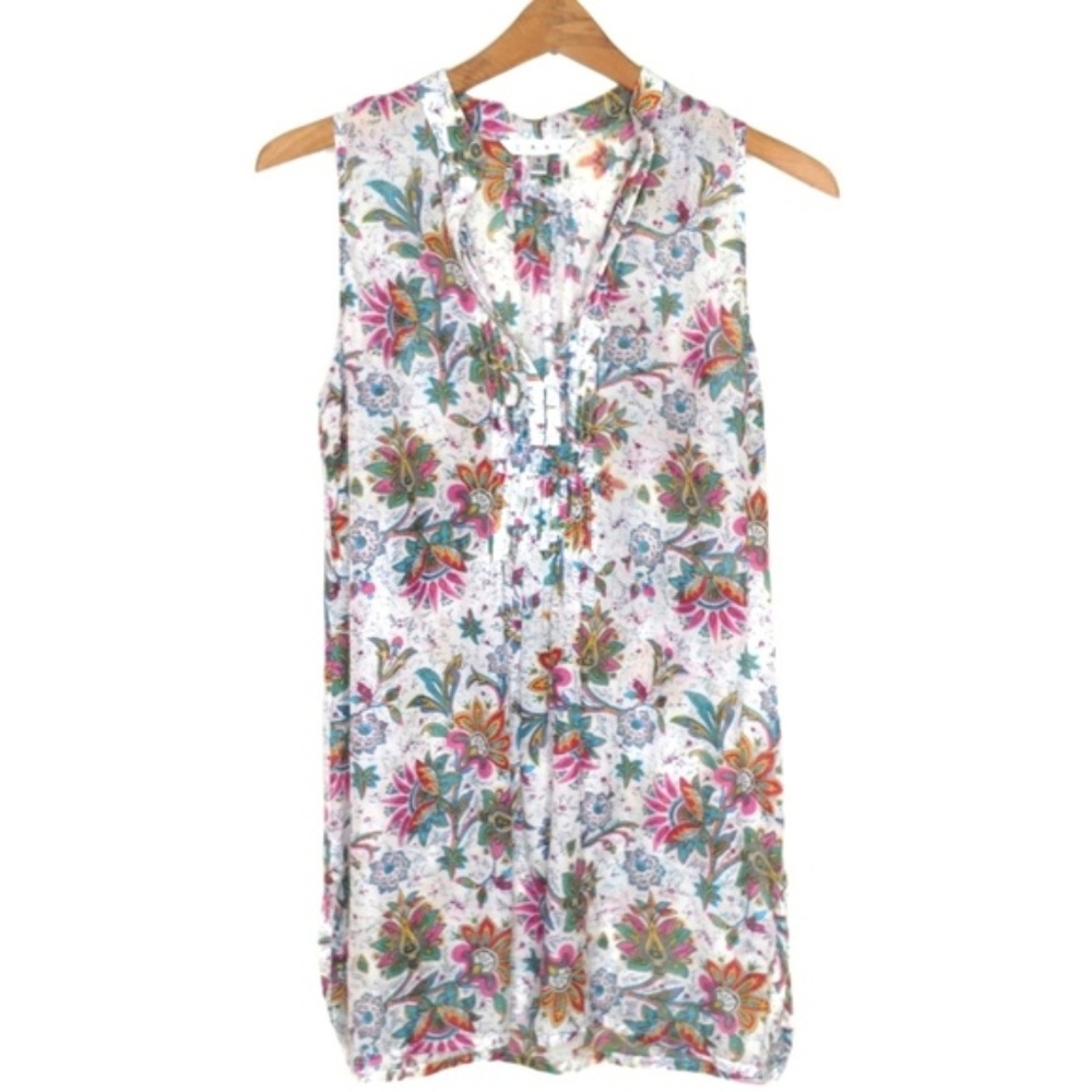 CAbi Floral Paisley Popover Tunic Top Sz S
